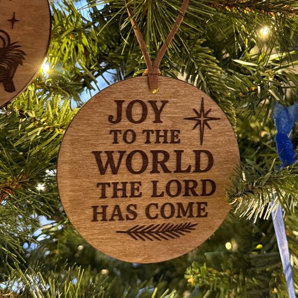 Wood Burned Christmas Faith Ornament Set of 4 Rustic Cottagecore Christmas - Picture 6 of 8